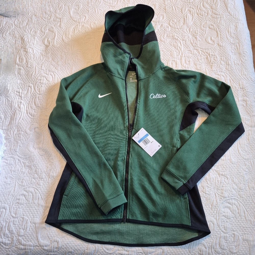 Boston Celtics women's Medium green & black full zipper hoodie NEW